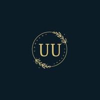 Initial UU beauty monogram and elegant logo design, handwriting logo of initial signature, wedding, fashion, floral and botanical with creative template. vector