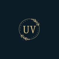 Initial UV beauty monogram and elegant logo design, handwriting logo of initial signature, wedding, fashion, floral and botanical with creative template. vector