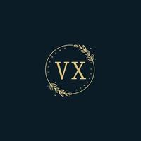 Initial VX beauty monogram and elegant logo design, handwriting logo of initial signature, wedding, fashion, floral and botanical with creative template. vector