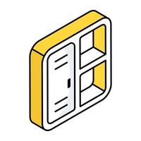 An icon of bookcase in flat isometric design available for instant download vector