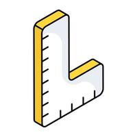 flat isometric design icon of L scale vector
