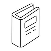 Book icon in glyph isometric style vector