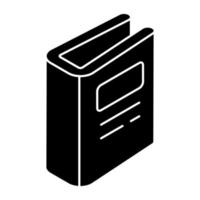 Book icon in glyph isometric style vector