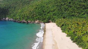 vista aérea drone da praia de el valle em samana, república dominicana video