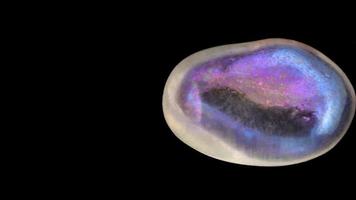 Shimmerstone jewel stone texture on black background. Macro closeup. Moving right seamless loop backdrop. video