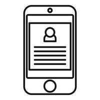 Smartphone personal information icon, outline style vector