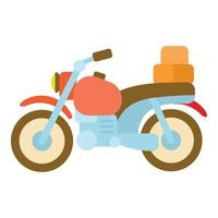 Motorcycle with boxes icon, cartoon style vector