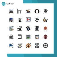 25 iconos creativos, signos y símbolos modernos de tablero, mesa de sonido, música, audio, elementos de diseño vectorial editables vector