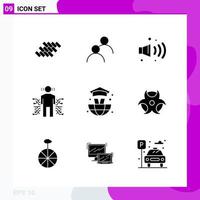 paquete de conjunto de iconos sólidos de 9 iconos de glifos aislados en fondo blanco para impresión web y móvil vector
