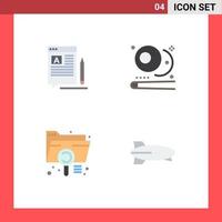 4 Universal Flat Icon Signs Symbols of blog analysis article pool document Editable Vector Design Elements