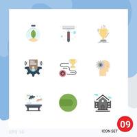 Group of 9 Modern Flat Colors Set for target card competitive profile setting Editable Vector Design Elements