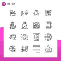 Outline Icon set Pack of 16 Line Icons isolated on White Background for responsive Website Design Print and Mobile Applications vector