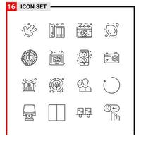 16 General Icons for website design print and mobile apps 16 Outline Symbols Signs Isolated on White Background 16 Icon Pack vector