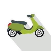 Green scooter icon, flat style vector