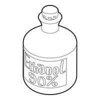 Ethanol in bottle icon, outline style vector