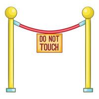 Red rope barrier with sign do not touch icon vector