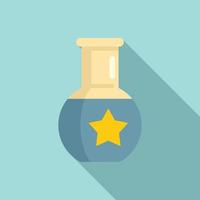 Chemical star flask icon, flat style vector