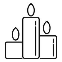 aceites esenciales icono de velas encendidas, estilo de contorno vector