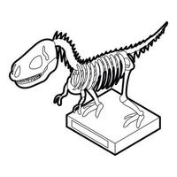 icono de esqueleto de dinosaurio, estilo de contorno vector