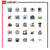 paquete de iconos de vectores de stock de 25 signos y símbolos de línea para elementos de diseño de vectores editables de escudo de piscina de personas de billar de alarma