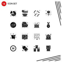 16 Thematic Vector Solid Glyphs and Editable Symbols of education tulip website red worm Editable Vector Design Elements