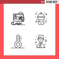 4 Icon Pack Line Style Outline Symbols on White Background Simple Signs for general designing vector