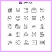 25 Icons in Line Style Outline Symbols on White Background Creative Vector Signs for Web mobile and Print