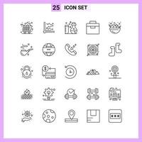 25 Icons in Line Style Outline Symbols on White Background Creative Vector Signs for Web mobile and Print