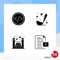 Modern Pack of 4 Icons Solid Glyph Symbols isolated on White Backgound for Website designing vector