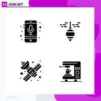 Solid Icon set Pack of 4 Glyph Icons isolated on White Background for Web Print and Mobile vector