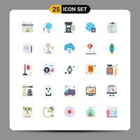 Mobile Interface Flat Color Set of 25 Pictograms of business contract gas server settings world Editable Vector Design Elements