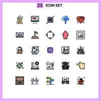 conjunto de 25 iconos modernos de la interfaz de usuario signos de símbolos para la educación de búsqueda del corazón computación elementos de diseño de vectores editables inteligentes