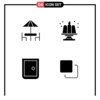 Modern Set of 4 Solid Glyphs Pictograph of diner door table food home Editable Vector Design Elements