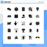 Editable Vector Line Pack of 25 Simple Solid Glyphs of calendar suit education space search Editable Vector Design Elements