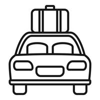 Hitchhiking family car icon, outline style vector