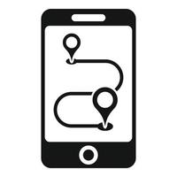 Running phone route icon, simple style vector