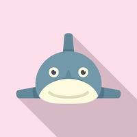 Smiling shark toy icon, flat style vector