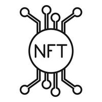 Nft icon outline vector. Token blockchain vector