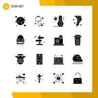 16 Icon Set Solid Style Icon Pack Glyph Symbols isolated on White Backgound for Responsive Website Designing vector