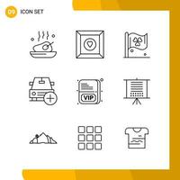 9 Icon Set Line Style Icon Pack Outline Symbols isolated on White Backgound for Responsive Website Designing vector