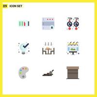 Modern Set of 9 Flat Colors Pictograph of light home gems solution management Editable Vector Design Elements