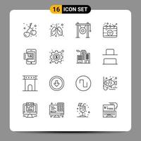 16 iconos creativos signos y símbolos modernos de compras embarazo gong calendario de maternidad elementos de diseño vectorial editables vector