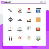 Modern Set of 16 Flat Colors and symbols such as gear web trolley seo occupation Editable Pack of Creative Vector Design Elements