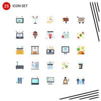 25 iconos creativos, signos y símbolos modernos de carta de compras, agricultura, buzón de correo de amor, elementos de diseño vectorial editables vector