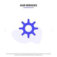 Our Services Gear Setting Wheel Solid Glyph Icon Web card Template vector