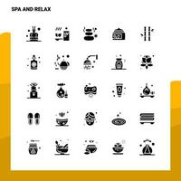 25 conjunto de iconos de spa y relajación plantilla de ilustración de vector de icono de glifo sólido para ideas web y móviles para empresa comercial