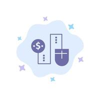 Mouse Connect Money Dollar Connection Blue Icon on Abstract Cloud Background vector