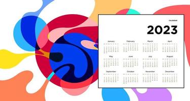 New year 2023 calendar design template with geometric colorful abstract. Vector calendar design.