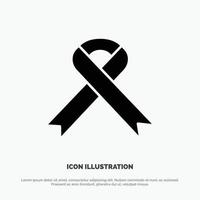 Ribbon Aids Health Medical Solid Black Glyph Icon vector