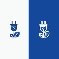 Biomass Energy Plug Power Line and Glyph Solid icon Blue banner Line and Glyph Solid icon Blue banner vector